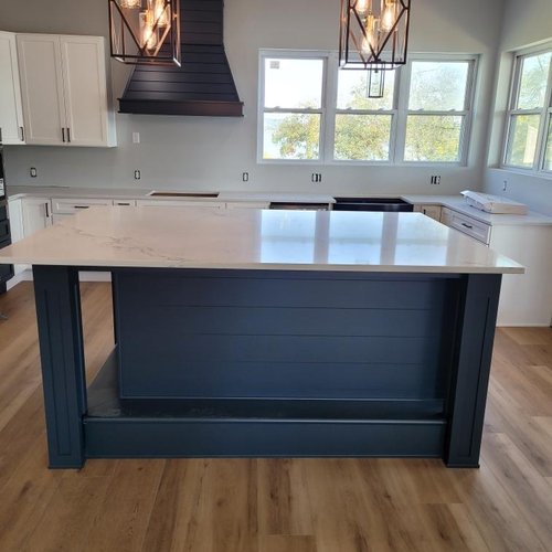 Modern navy blue kitchen island by Xtreme Wholesale