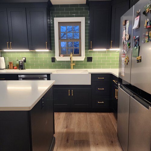 Kitchen with Green Backsplash